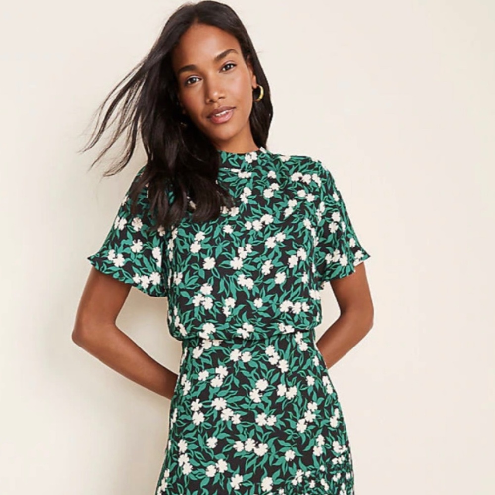 Ann Taylor Mixed Floral Flare Dress